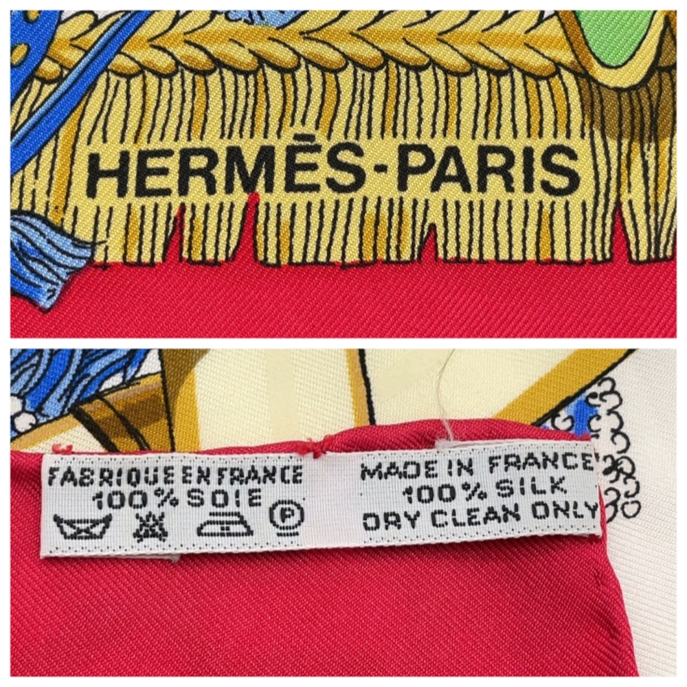 SALE! Authentic Hermes Carre 90 Caparacon Vtg Red/Multicolor Silk Scarf W Box - Picture 11 of 11